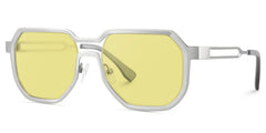 Men's Geometric Sunglasses in Silver Color