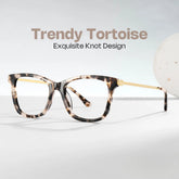Large Rectangle Eyeglasses With Woven Metal Temples