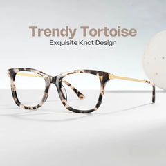 Large Rectangle Eyeglasses With Woven Metal Temples