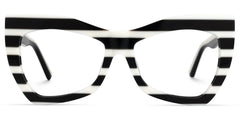 Bernita Geometric Black and White Striped Frames Glasses