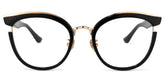 Laraine Cat Eye Black Frame Glasses with Gold Trim