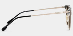 Oversized Browline Glasses With Black and Matte Gold Color