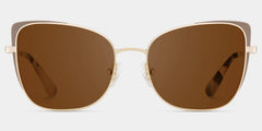 Tessa Khaki Gold Frame Glasses with Cat eye Frame Online | ZEELOOL