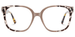 Square Tortoise Eyeglasses With Khaki Color Matching