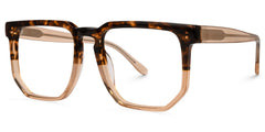 Matherne Square Tortoise Eyeglasses and Thin Two-Tone Frames