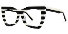 Bernita Geometric Black and White Striped Frames Glasses