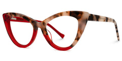 Maxine Cateye Red Glasses with Narrow Frame