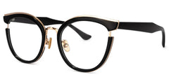 Laraine Cat Eye Black Frame Glasses with Gold Trim