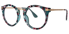 Quentina Round Blue Floral Frame Glasses | Zeelool