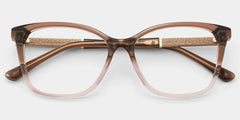 Finnian Square Clear Brown Glasses Frames with Glitter Fabric | ZEELOOL