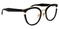 Laraine Cat Eye Black Frame Glasses with Gold Trim