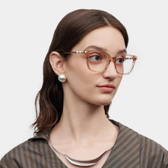 Delilah Square Beige Frame Eyeglasses for Women| ZEELOOL