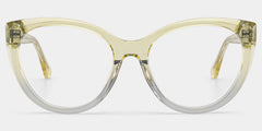 Kiera Cat-eye Pastel Green Glasses Frames in Clear Gradient Glitter