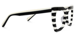 Bernita Geometric Black and White Striped Frames Glasses