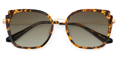 Tortoise Metal Frame Glasses With Wide Size For Women