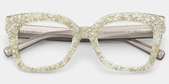 Renata Square Silver Rhinestone Covered Glasses | ZEELOOL