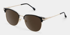 Oversized Browline Glasses With Black and Matte Gold Color