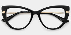 Cat eye Black Eyeglasses- Maggie Mixed Frame Glasses