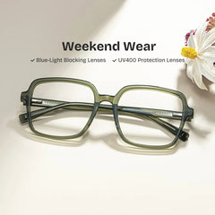 Square Green Eyeglasses- Ember Acetate Frame Glasses
