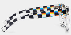Geek Chic Malcolm Checkered Square Frame Glasses