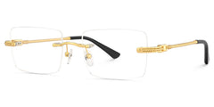Gold Rimless Eyeglasses Frames With Adjustable Nose Pads