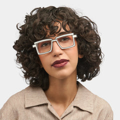 Zephyr White Cyberpunk Rectangle Frame Glasses | Zeelool