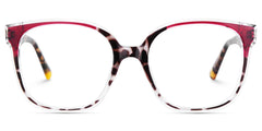 Square Tortoise Eyeglasses With Red Color Matching