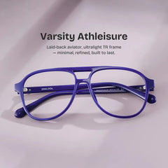 Luna Blue Aviator Frame Glasses | Sporty Campus Style