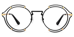 Round Black Eyeglasses Frames With Metal Material
