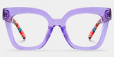 Malcolm Large Clear Purple Glasses with Colorful Plaid Arms | Zeelool