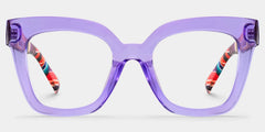 Malcolm Large Clear Purple Glasses with Colorful Plaid Arms | Zeelool