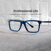 Harper Blue Frame Prescription Glasses with Rectangle Shape | ZEELOOL