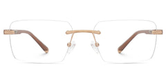 Brown Mixed-Materials Rectangle Eyeglasses- Savitrie