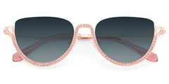 Half Frame Cat Eye Glasses With Shiny Pink Diamonds