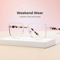 Geometric pattern Eyeglasses- Felicity Metal Frame Glasses