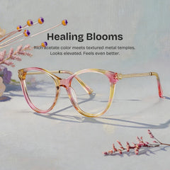 Eli Tortoise Round Mixed Flower Prescription Glasses | ZEELOOL