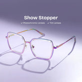 Square Iridescent Eyeglasses- Fiona Mixed Frame Glasses