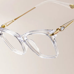 Cat eye Clear Eyeglasses- Amelia Mixed Frame Glasses