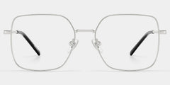 Abigail Silver Square Glasses with Medium Size Metal Frame | ZEELOOL