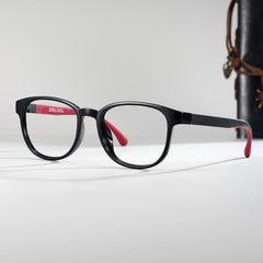 Dale Round Black Red Frame Eyeglasses for Pre-tweens