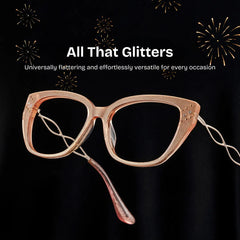 Alma Butterfly Beige Orange Transparent Glasses in Metal Temples
