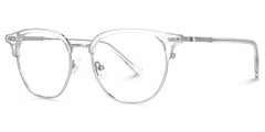 Clear Mixed-Materials Geometric Eyeglasses- Geno