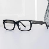Designer Rectangular Glasses with Clear Rim of Black Frame