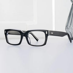 Designer Rectangular Glasses with Clear Rim of Black Frame