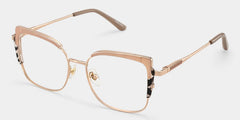 Khaki Tortoise Thin Frame Glasses With Metal Material