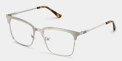 Cleo Silver Frame Glasses with Browline Frame Online | ZEELOOL