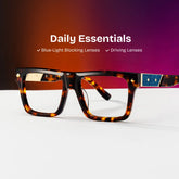 Trent Eyeglasses in Rectangle Tortoise Frame | Zeelool