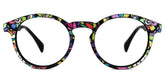 Street-Artist Round Eyeglasses and Purple-Floral Frames