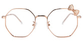 Kaitlyn Geometric Rose-Gold Thin Frame Glasses with Bow