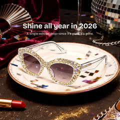 Giselle Cat-eye Clear Rhinestone Glasses Frames | ZEELOOL